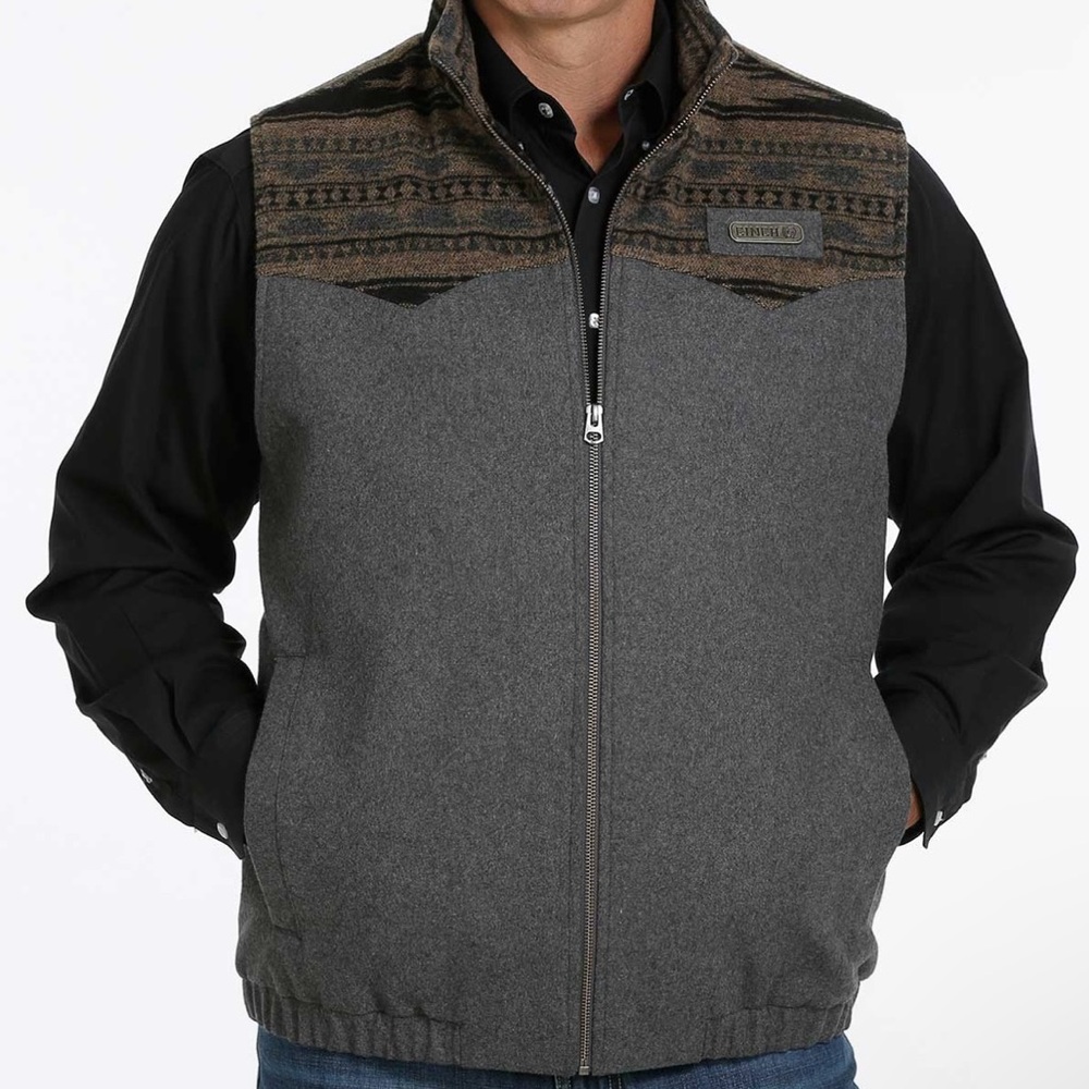 Cinch Men's Concealed Carry Wooly Charcoal Grey Vest - Size L